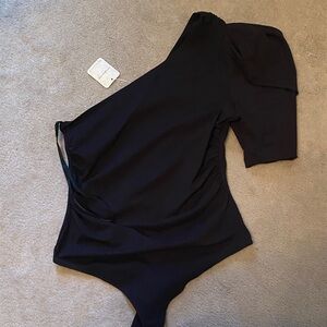 Intimately free people Black One-Shoulder Bodysuit NWT